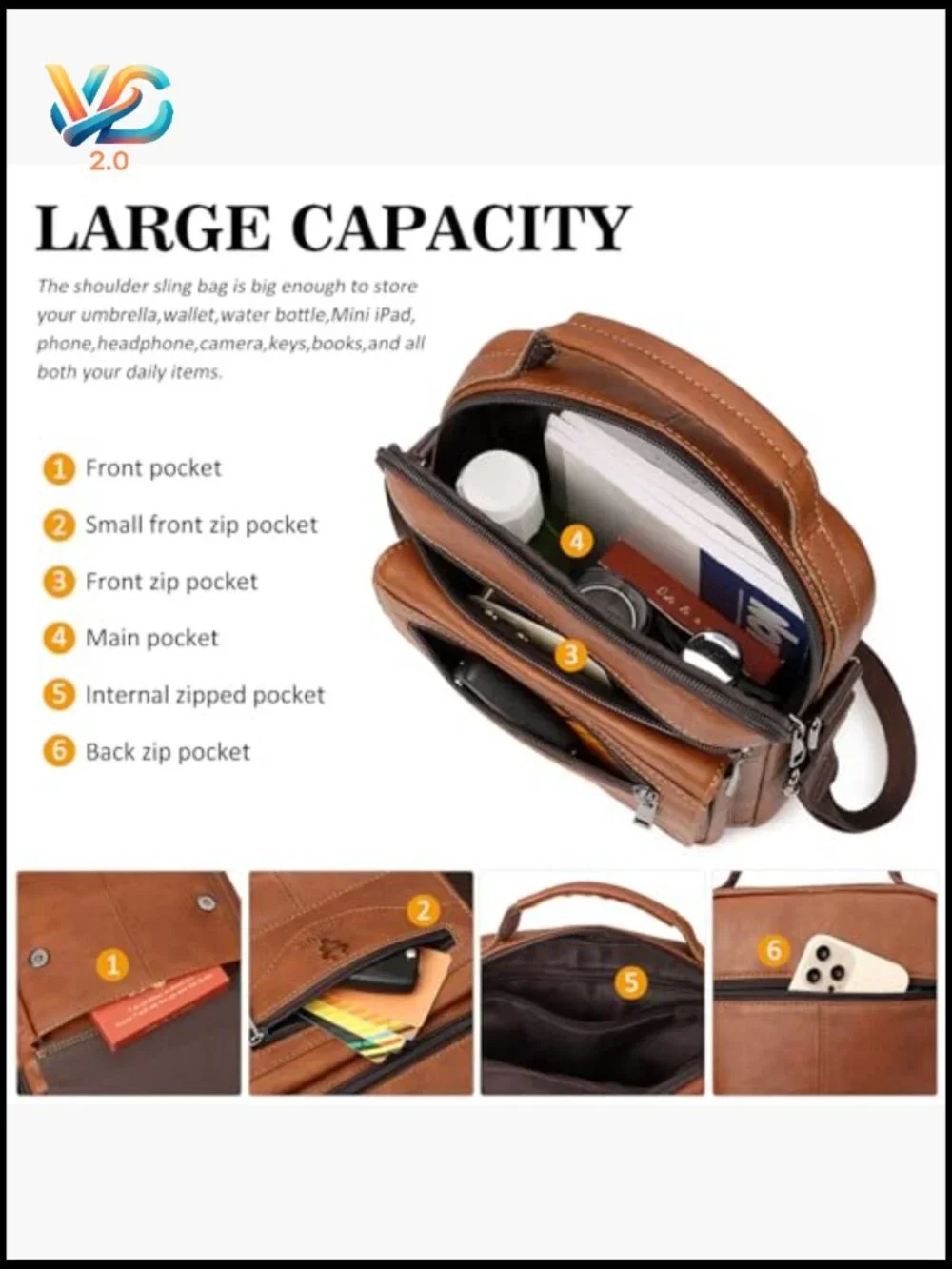 Small Messenger Bag Crossbody Shoulder Bag Genuine Leather Work Business